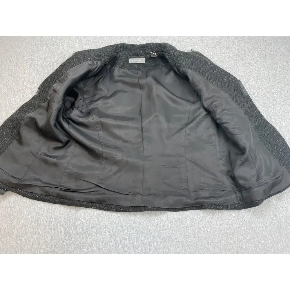 Kate Hill‎ Blazer Womens 10 Black Stretch 3-Button Lined Jacket